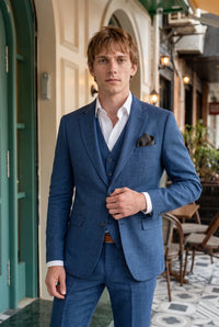 Einstecktuch für Herren aus anthrazitfarbenem Tweed-Wollmischgewebe