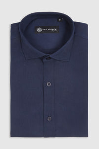 Klassisches Herren-Hemd mit doppelter Manschette und Cutaway-Kragen – Marineblau