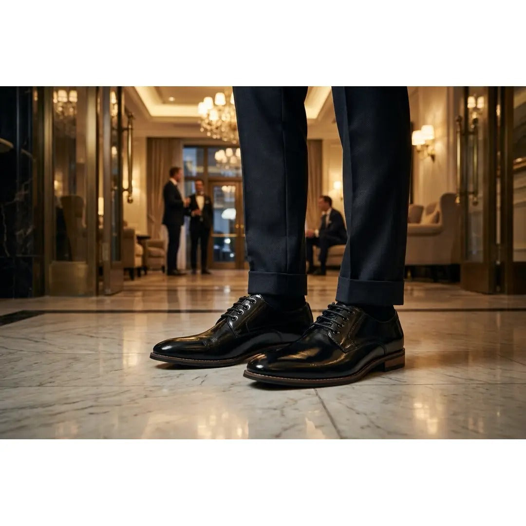 Klassische Herren-Derby-Schnürschuhe mit schlichter Zehenpartie