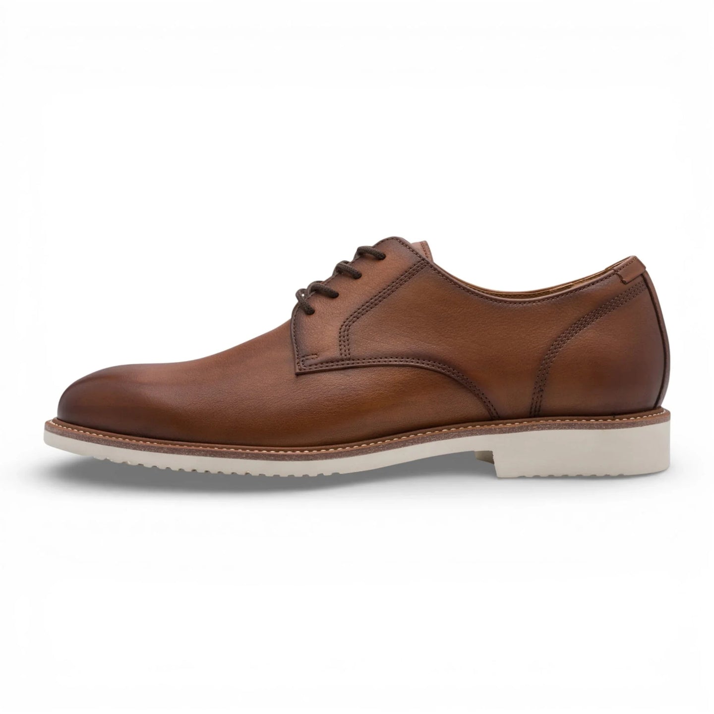 Herren-Derbyschuhe aus cognacbraunem Leder mit schlichter Zehenpartie