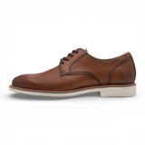 Herren-Derbyschuhe aus cognacbraunem Leder mit schlichter Zehenpartie