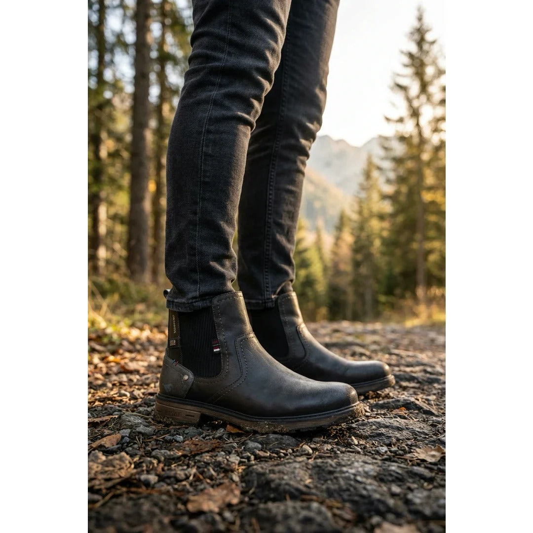 Dunkelgraue, wasserabweisende Chelsea-Stiefeletten für Herren