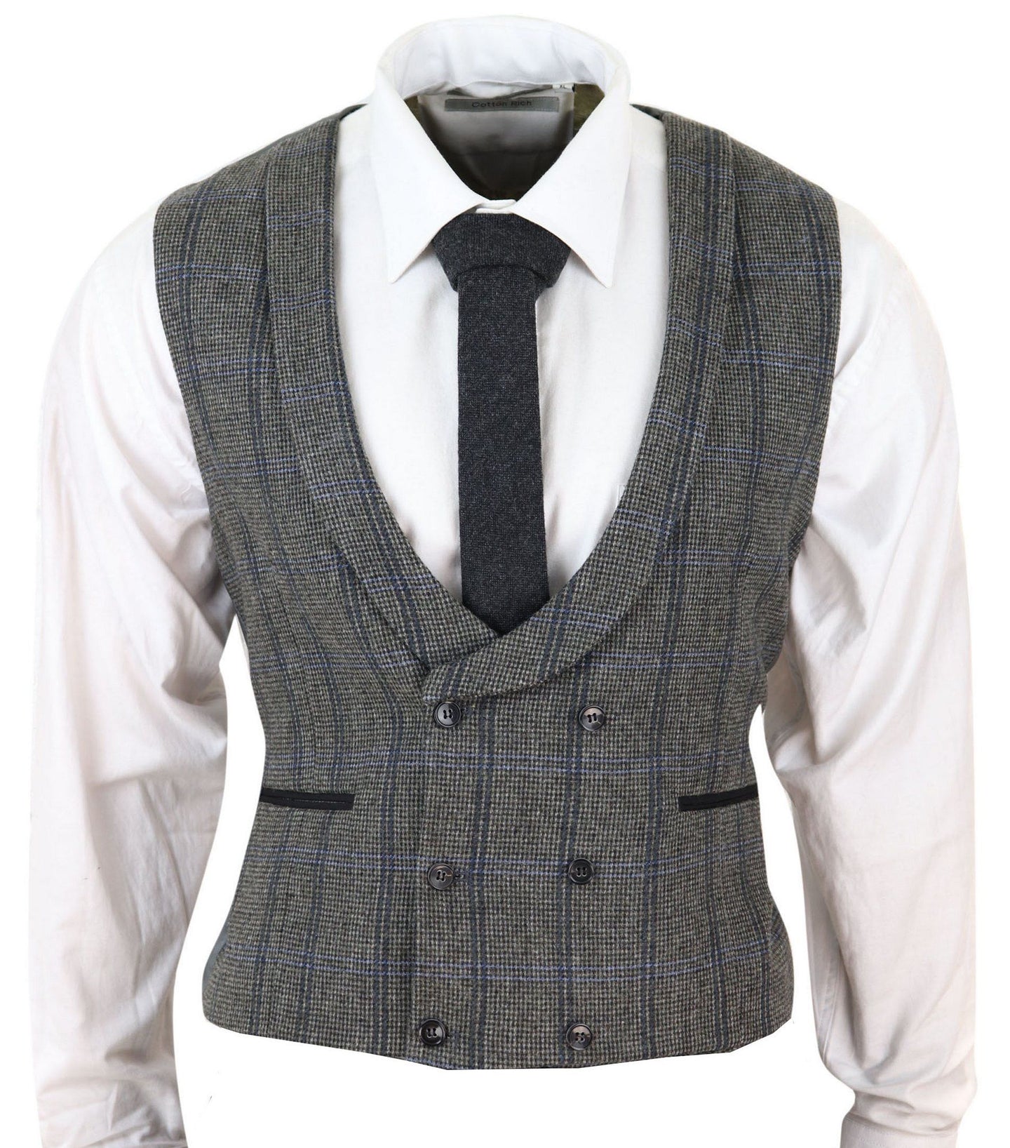 Mens Double Breasted Tweed Waistcoat