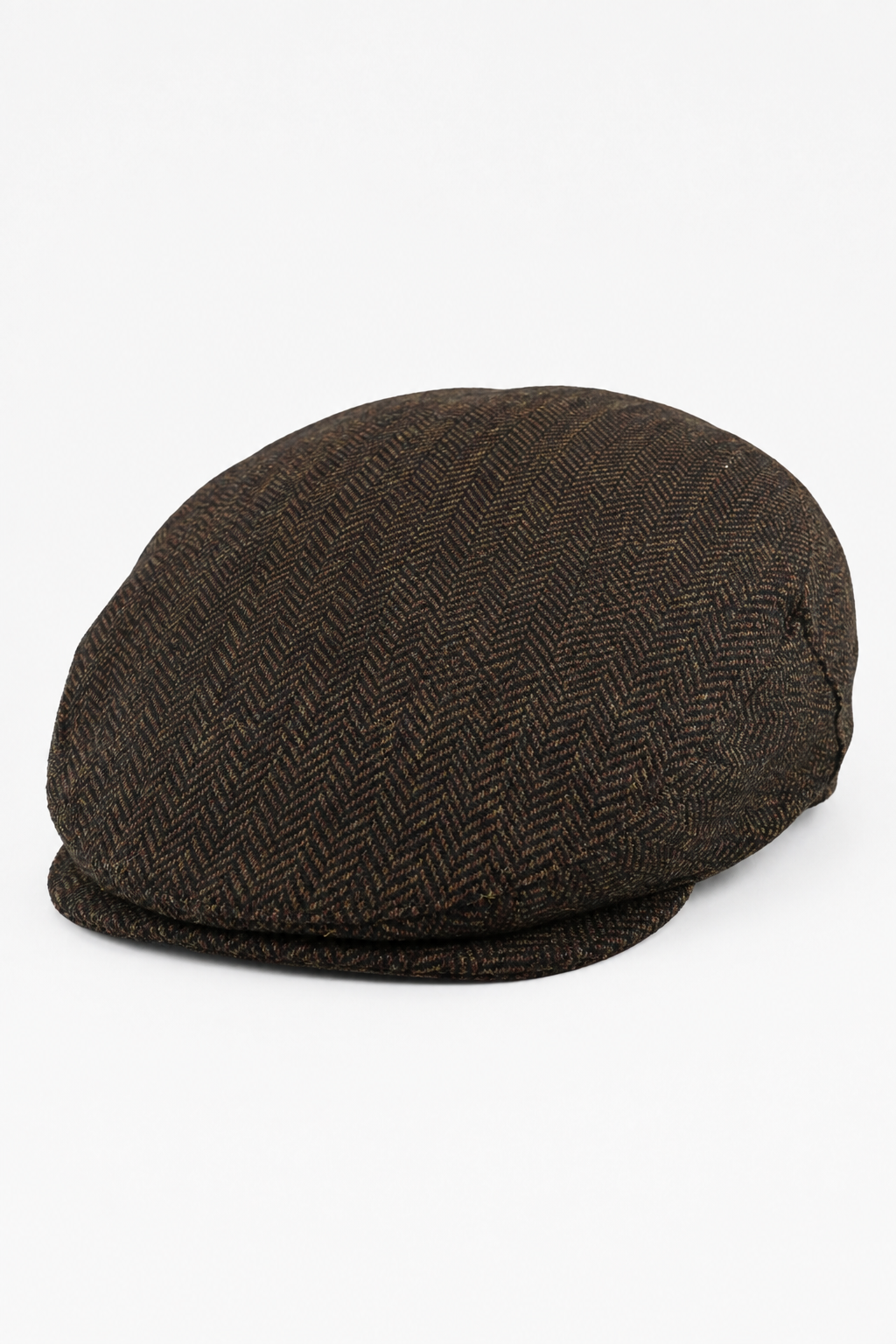 Herren Schiebermütze Wolle Fischgrät Braun Tweed Klassisch 1920er Unisex Del Boy