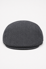 Herren Schiebermütze Wolle Fischgrät Anthrazit Tweed Klassisch 1920er Unisex Del Boy
