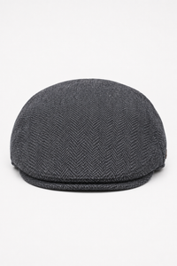 Herren Schiebermütze Wolle Fischgrät Anthrazit Tweed Klassisch 1920er Unisex Del Boy