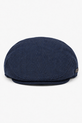 Herren Schiebermütze Wolle Fischgrät Marineblau Tweed Klassisch 1920er Unisex Del Boy
