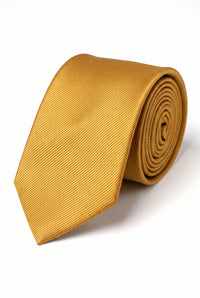 Herrenkrawatte, schmal geschnitten, einfarbig, Gold