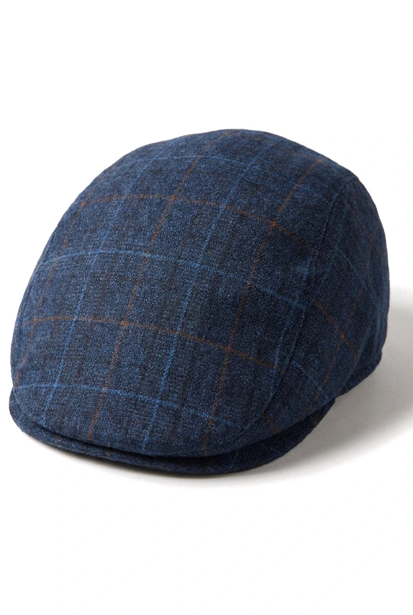 Herren Grandad Baker Flat Navy Cap 8 Panel Tweed Vintage Klassisch Smart Casual 1920er