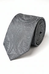Geschenkset für graue Herrenkrawatten mit Paisley-Muster