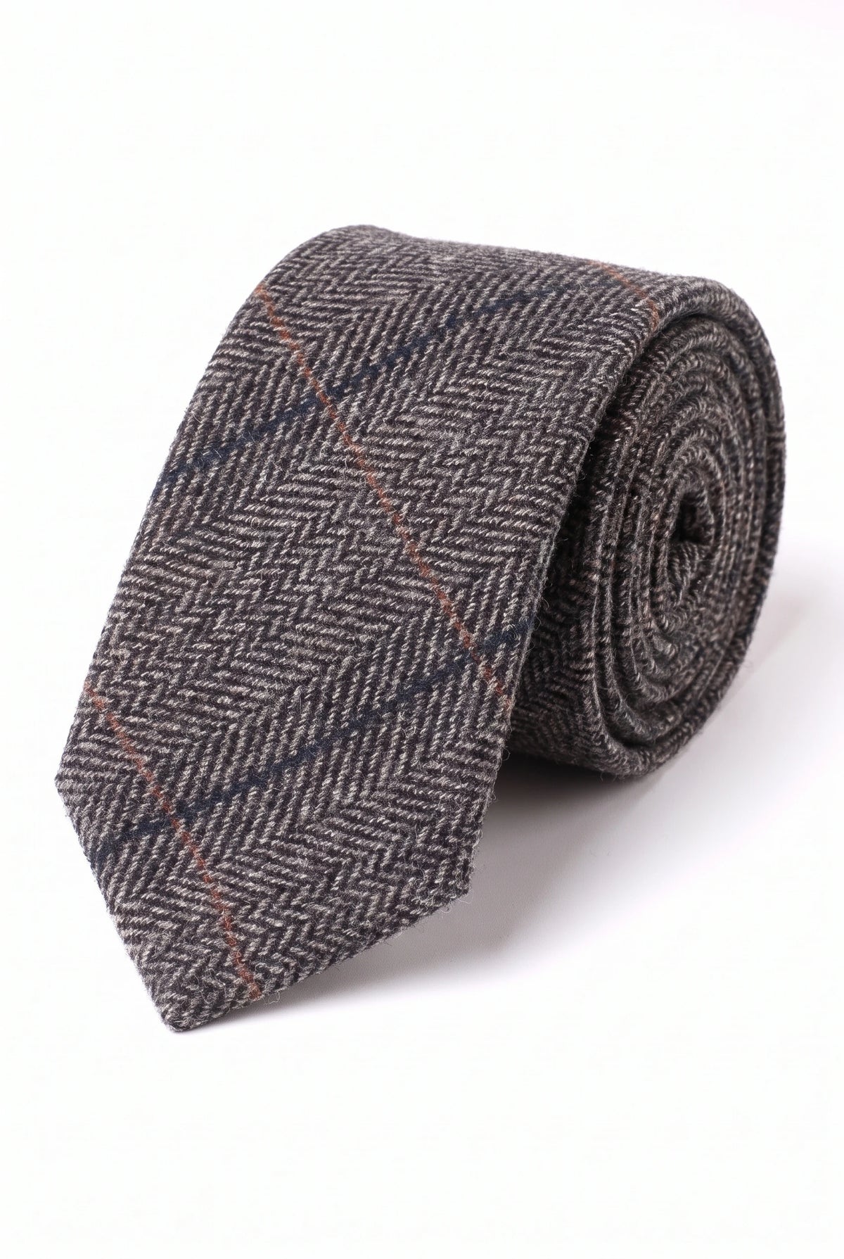 Graue Herrenkrawatte aus Wollmischung und Tweed