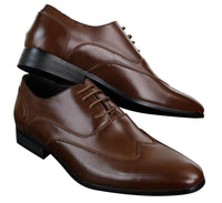 Mens Leather Laced Brogues Italian Designer Shoes Smart Formal Classic Retro