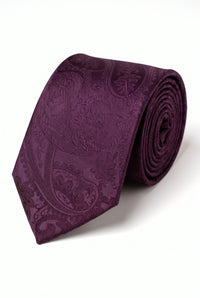 Geschenkset für Herrenkrawatten mit lila Paisley-Muster