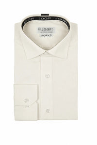 Herren-Langarmhemd mit Knopfleiste – Creme