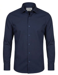 Herren-Langarmhemd mit Knopfleiste – Marineblau