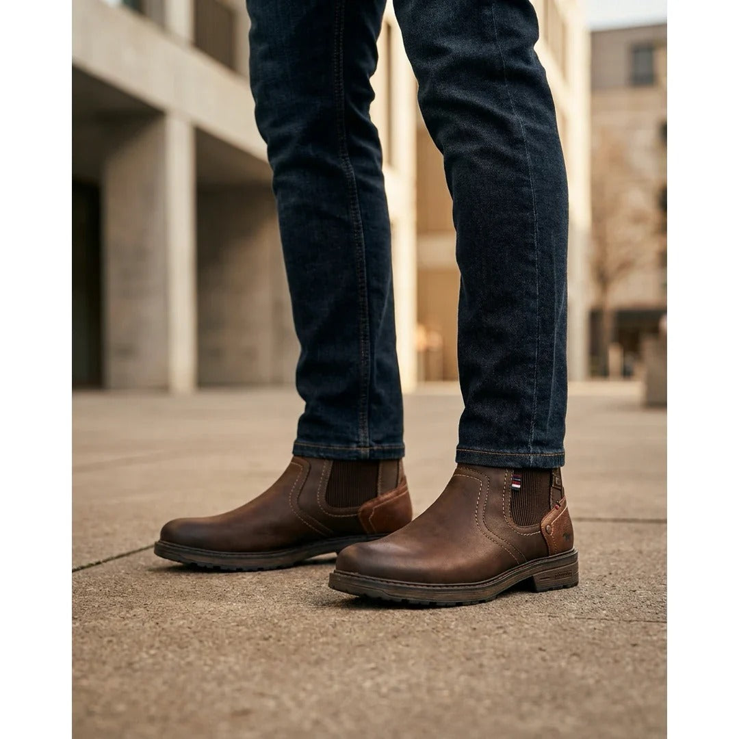Herren-Chelsea-Stiefeletten, mokkabraun, wasserabweisend