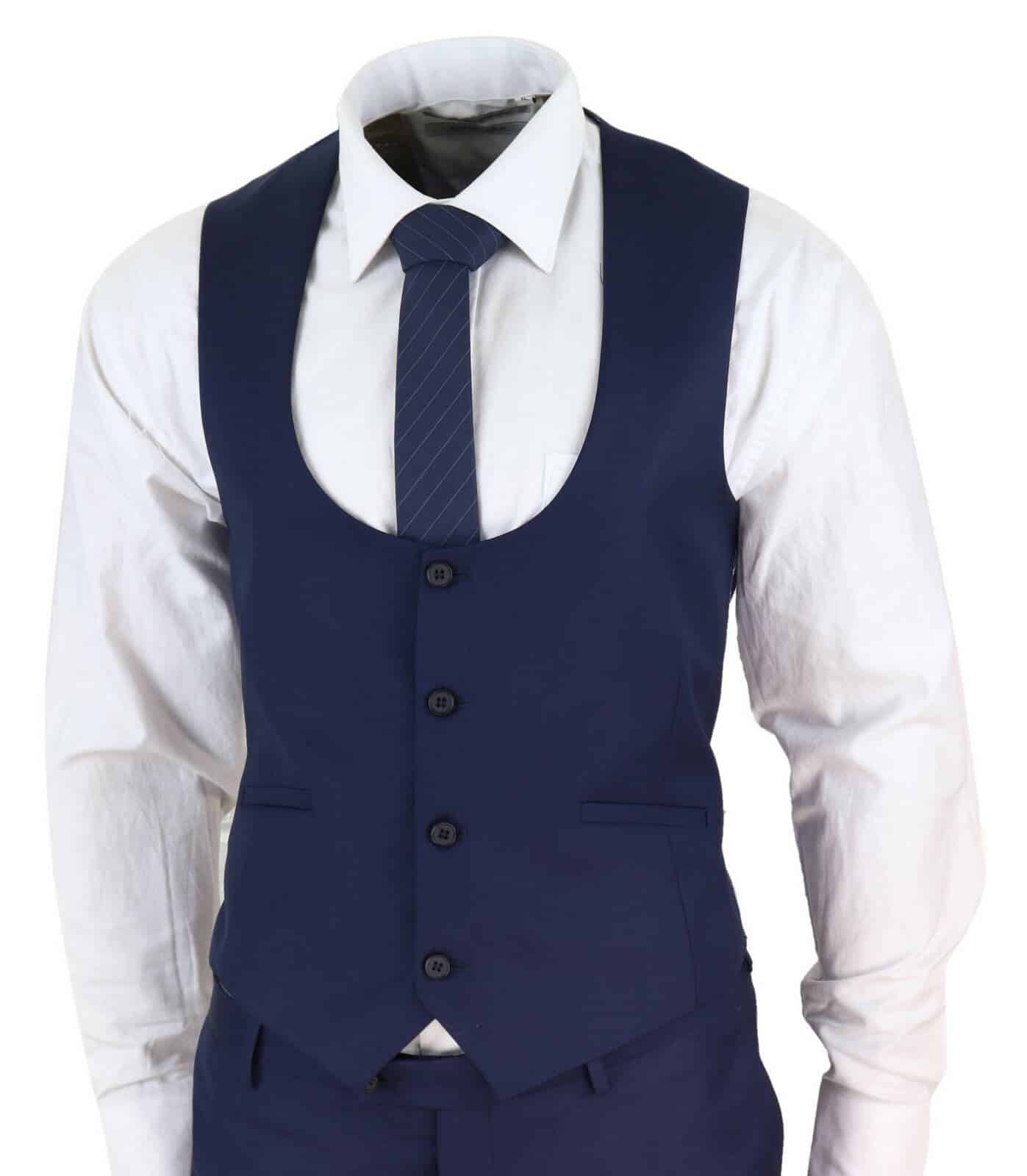 Mens Navy 3 Piece Wedding Suit