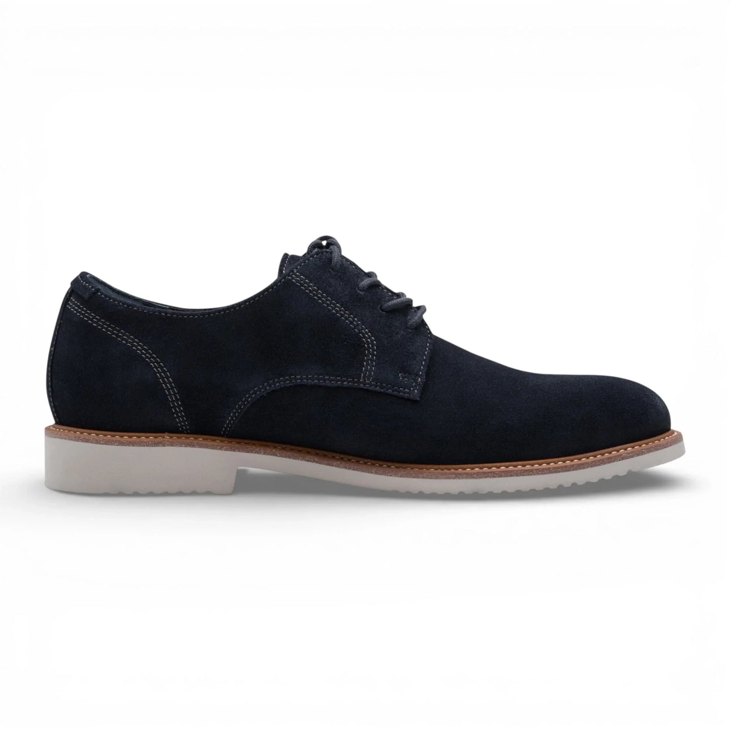 Herren-Derbyschuhe aus marineblauem Wildleder mit schlichter Zehenpartie