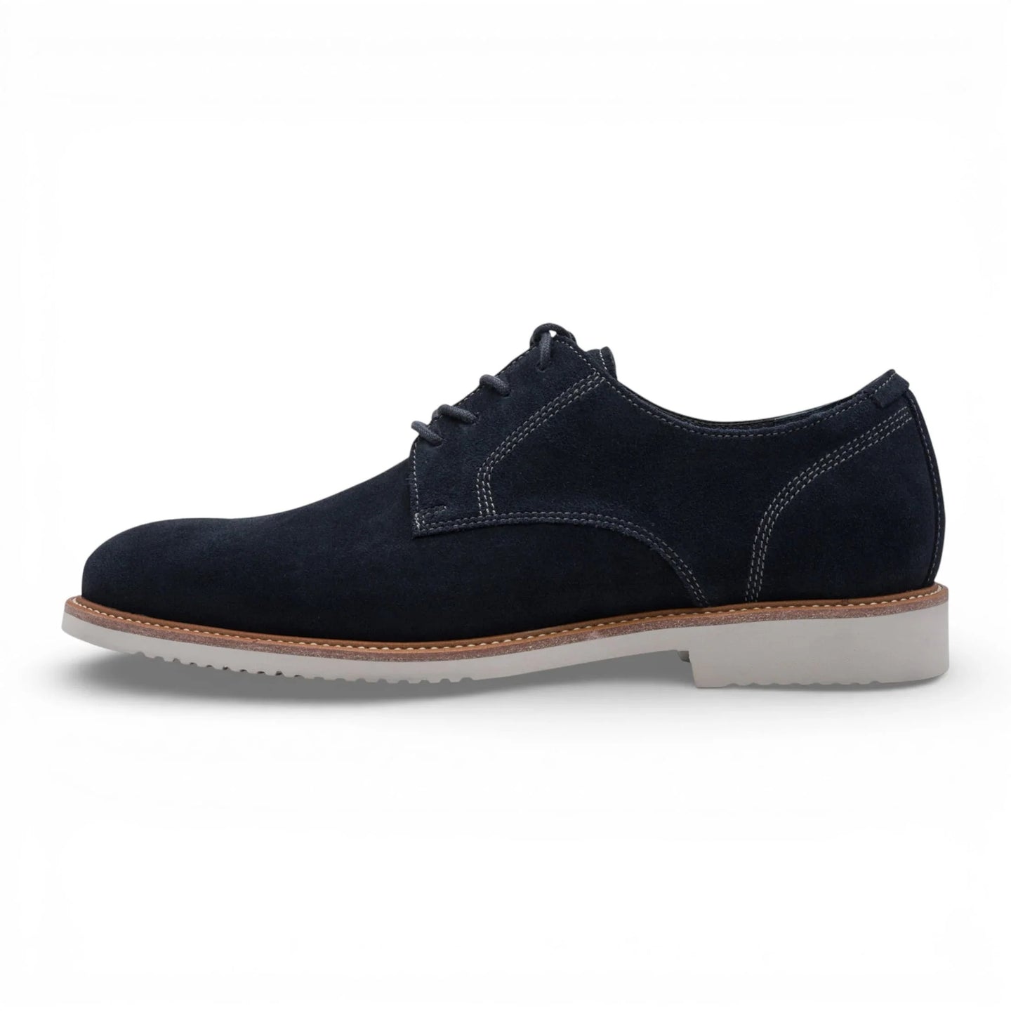 Herren-Derbyschuhe aus marineblauem Wildleder mit schlichter Zehenpartie