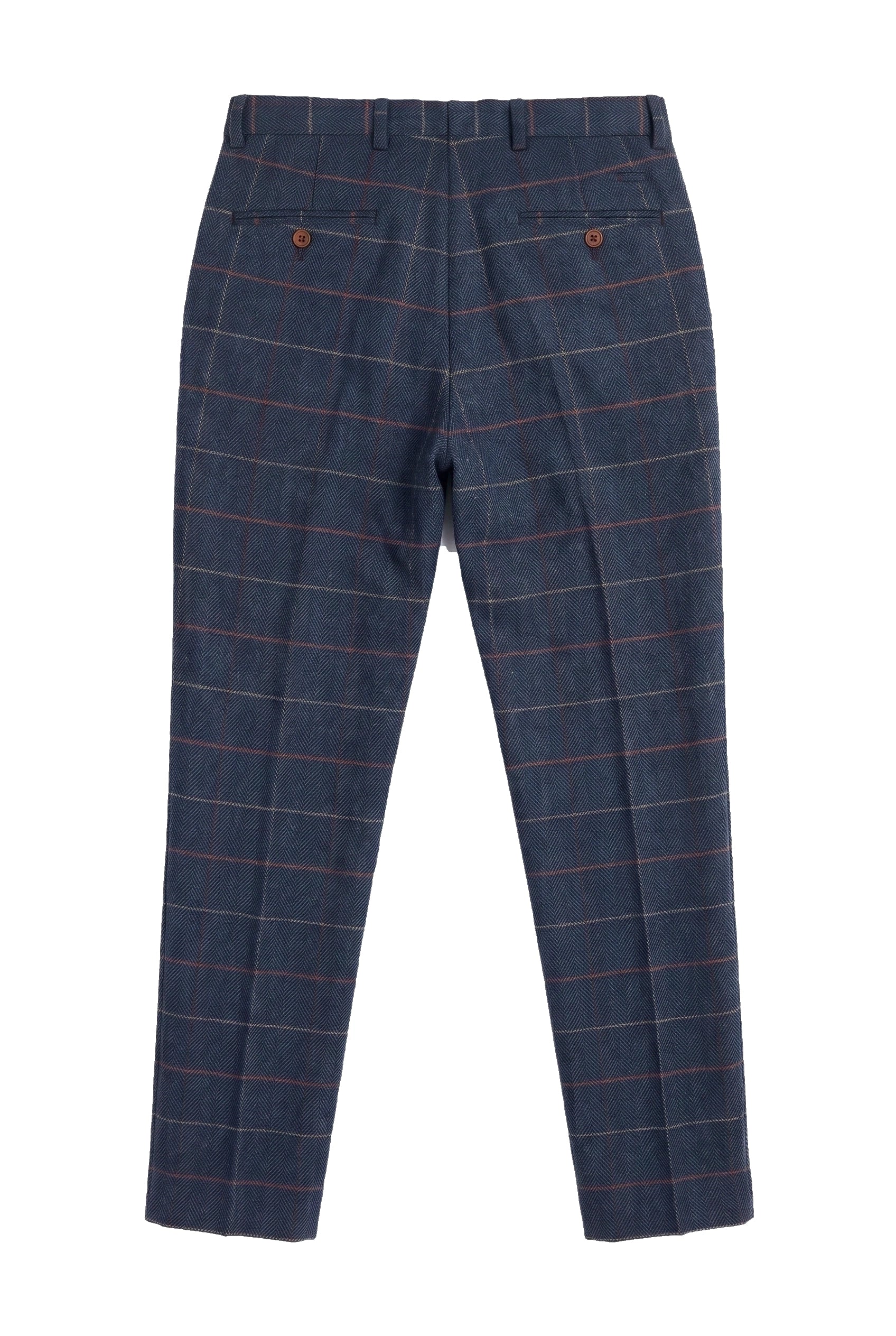 Herren Marineblau Wein Hose Check Fischgrät Tweed Vintage Neu Marc Darcy