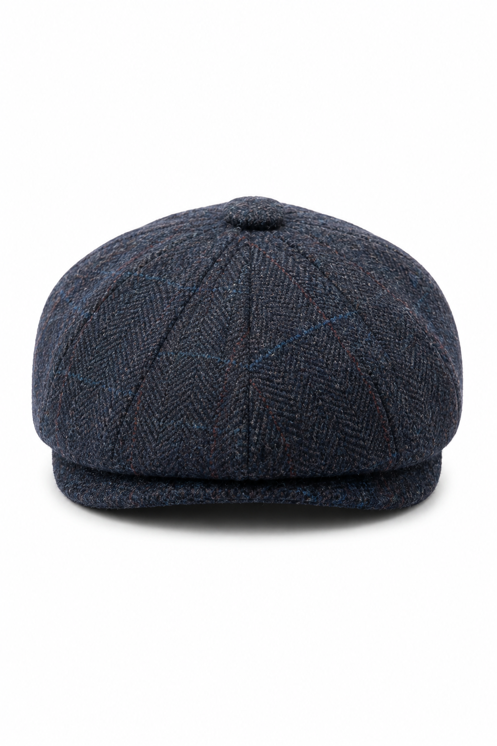Herren-Schiebermütze aus marineblauem Wollmischgewebe und Tweed