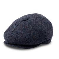 Herren-Schiebermütze aus marineblauem Wollmischgewebe und Tweed