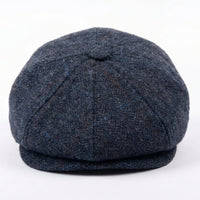 Herren-Schiebermütze aus marineblauem Wollmischgewebe und Tweed