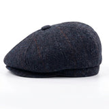 Herren-Schiebermütze aus marineblauem Wollmischgewebe und Tweed