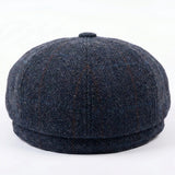 Herren-Schiebermütze aus marineblauem Wollmischgewebe und Tweed