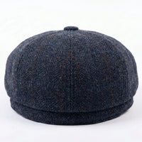 Herren-Schiebermütze aus marineblauem Wollmischgewebe und Tweed