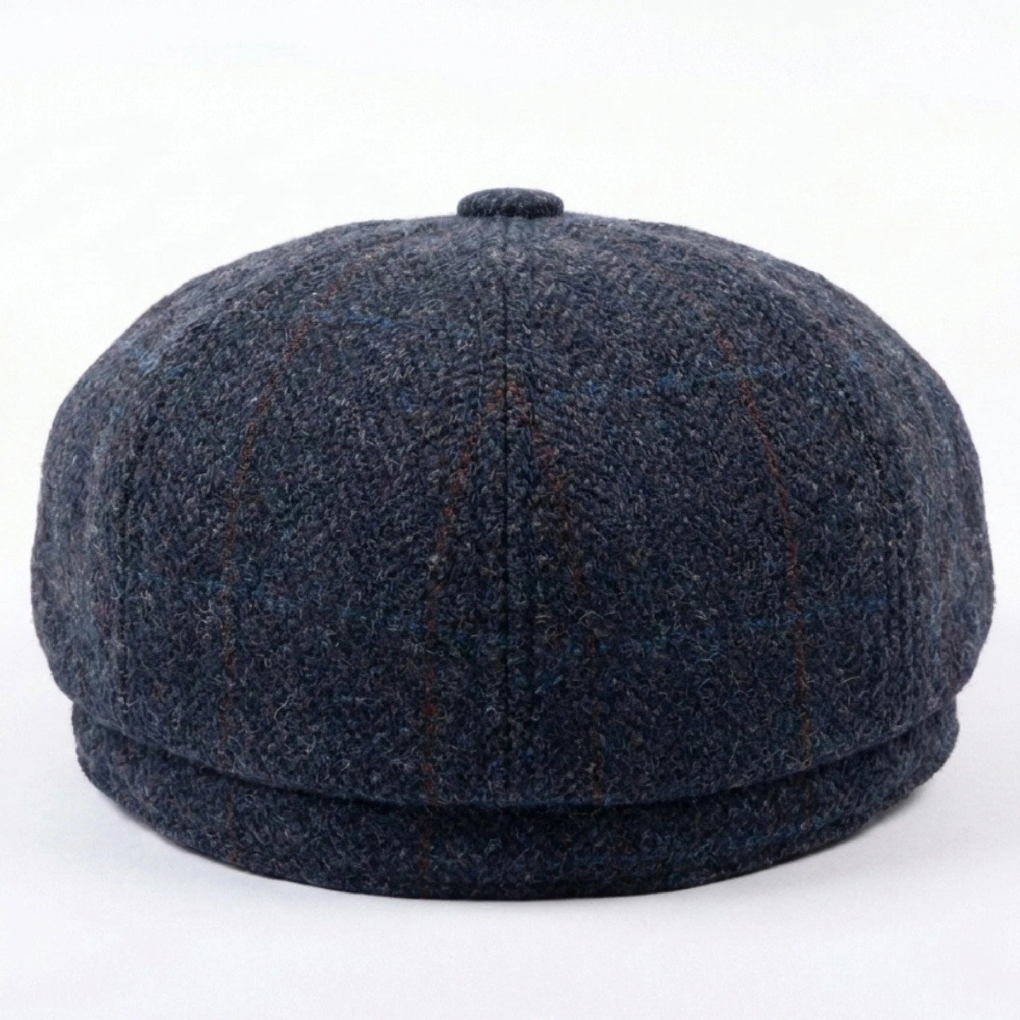 Herren-Schiebermütze aus marineblauem Wollmischgewebe und Tweed