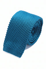 Marineblaue Strickkrawatte für Herren mit flachem, quadratischem Ende