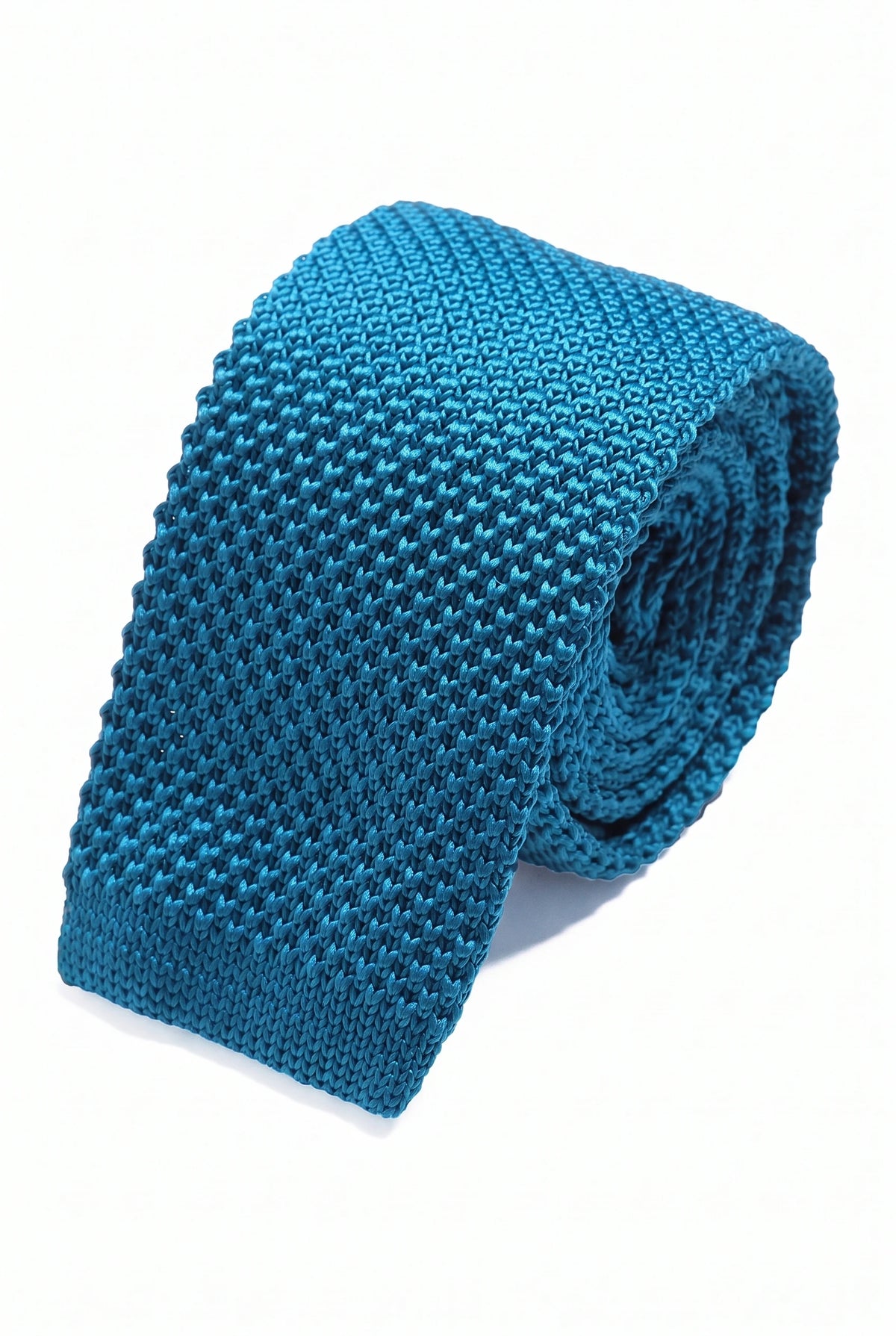 Marineblaue Strickkrawatte für Herren mit flachem, quadratischem Ende
