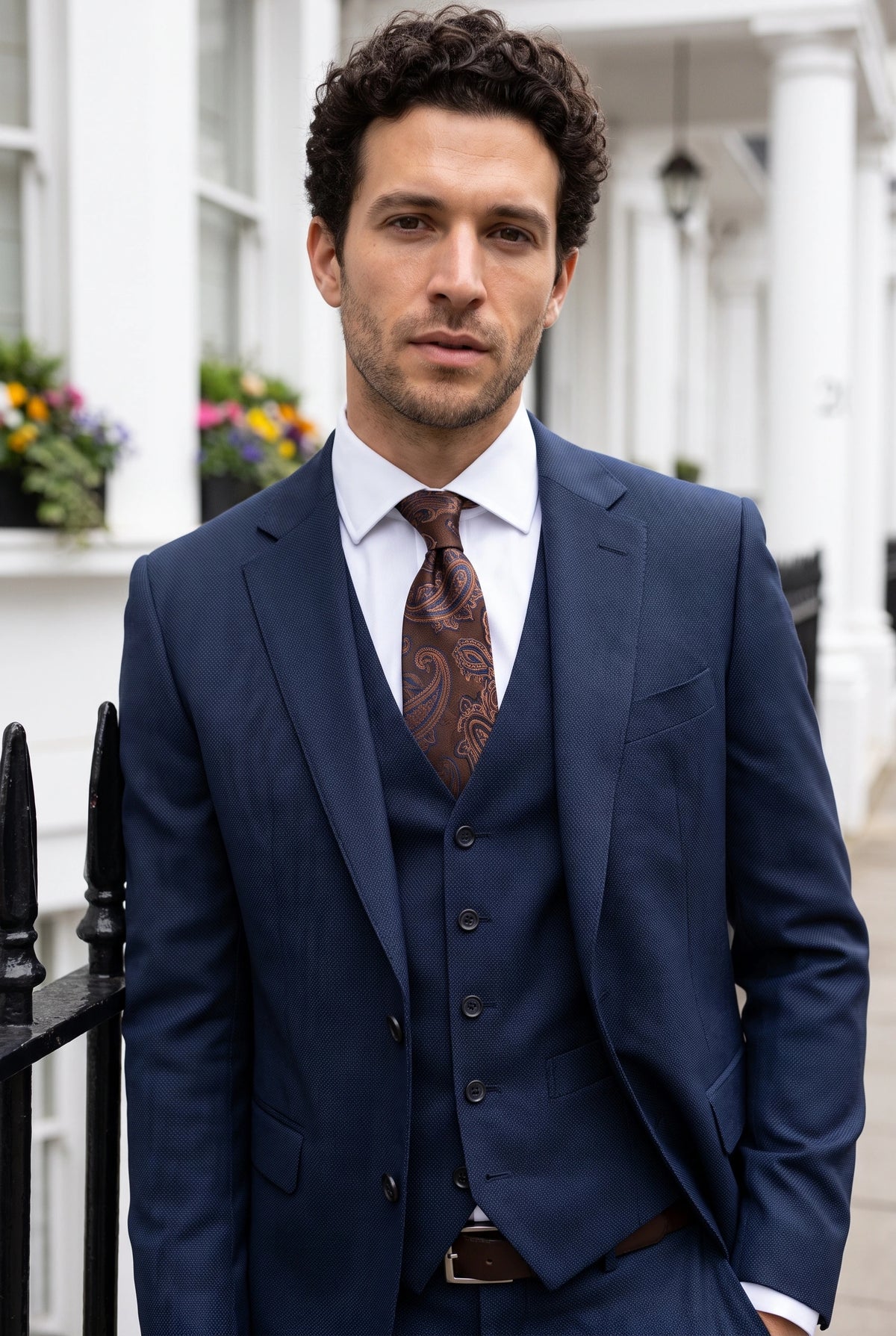 Herrenkrawatte mit marineblauem Paisleymuster