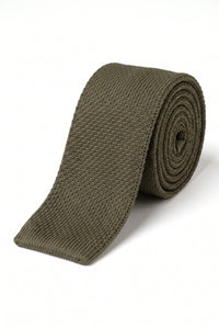 Olivgrüne Strickkrawatte für Herren