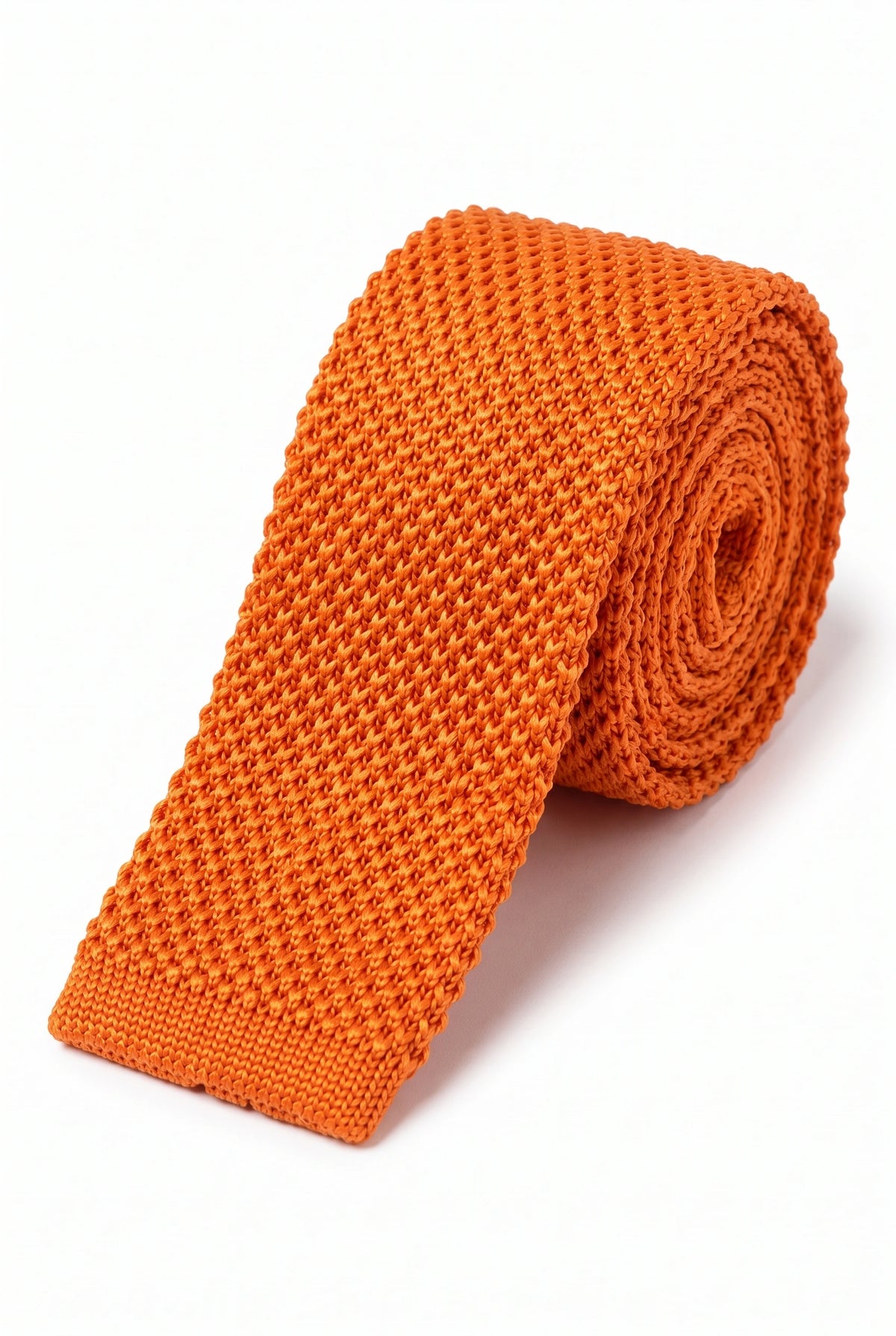 Orangefarbene Strickkrawatte aus Polyester für Herren