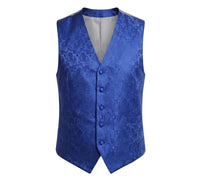 Herren-Set, 3-teilig, mit Paisley-Blumenmuster, Fliege, Einstecktuch und Weste – Blau