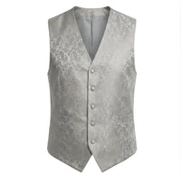 Herren-Set mit Paisley-Blumenmuster, 3-teilig: Fliege, Einstecktuch und Weste – Grau