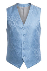 Herren-Set, 3-teilig, mit Paisley-Blumenmuster, Fliege, Einstecktuch und Weste – Himmelblau