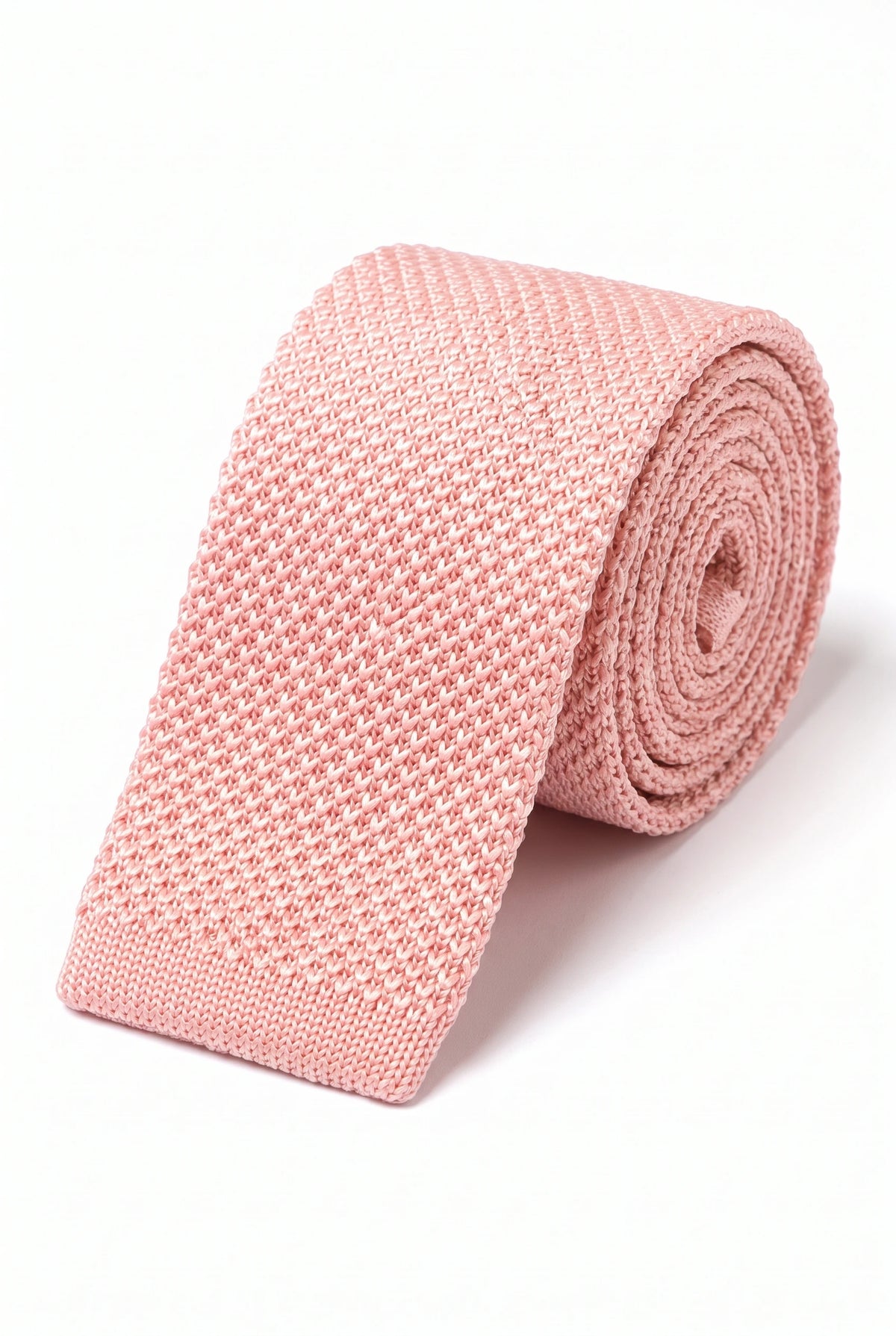 Rosa Strickkrawatte für Herren mit flachem, quadratischem Ende