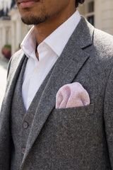 Einstecktuch für Herren aus rosa Tweed-Wollmischung