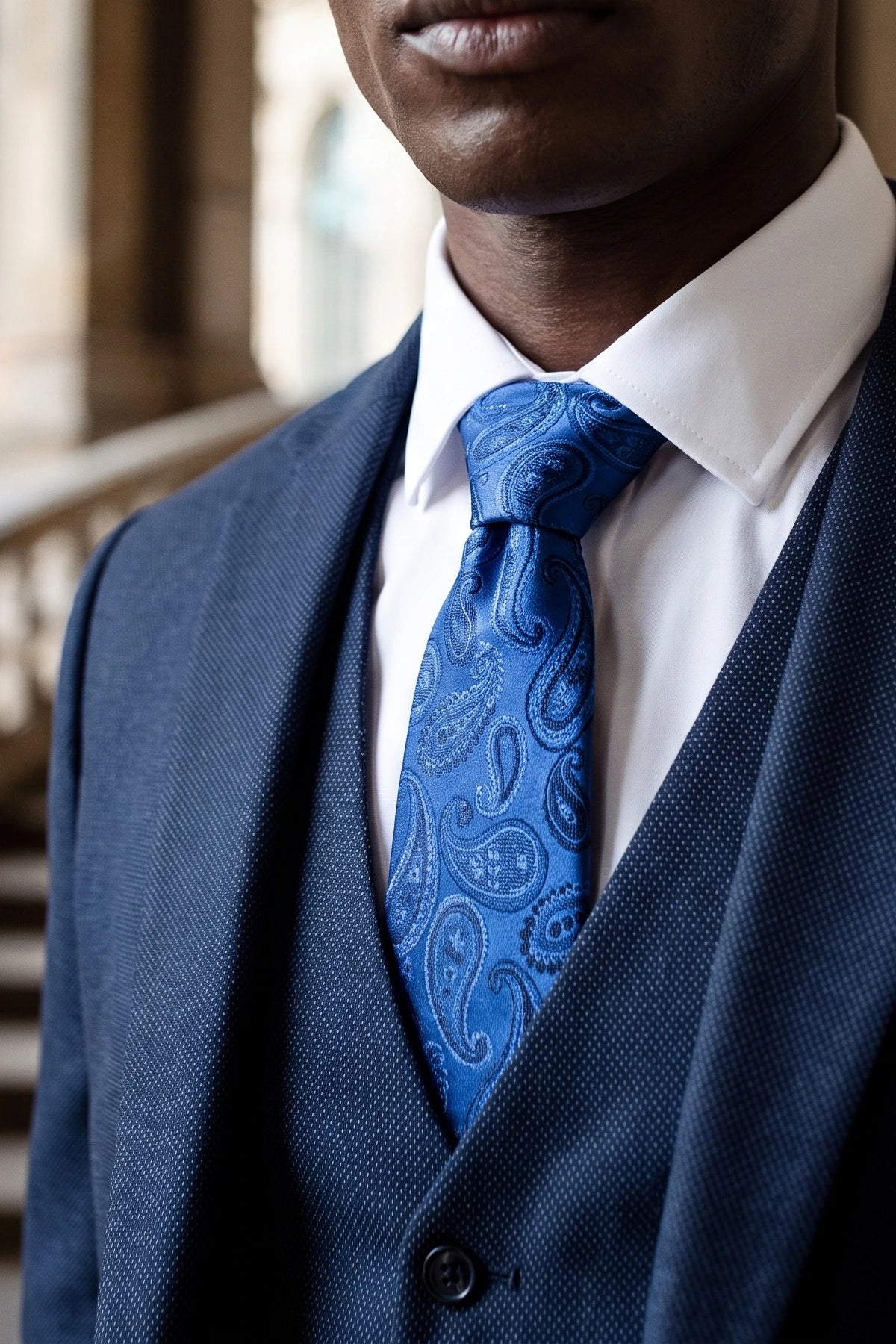 Herrenkrawatte in Königsblau mit Paisley-Muster