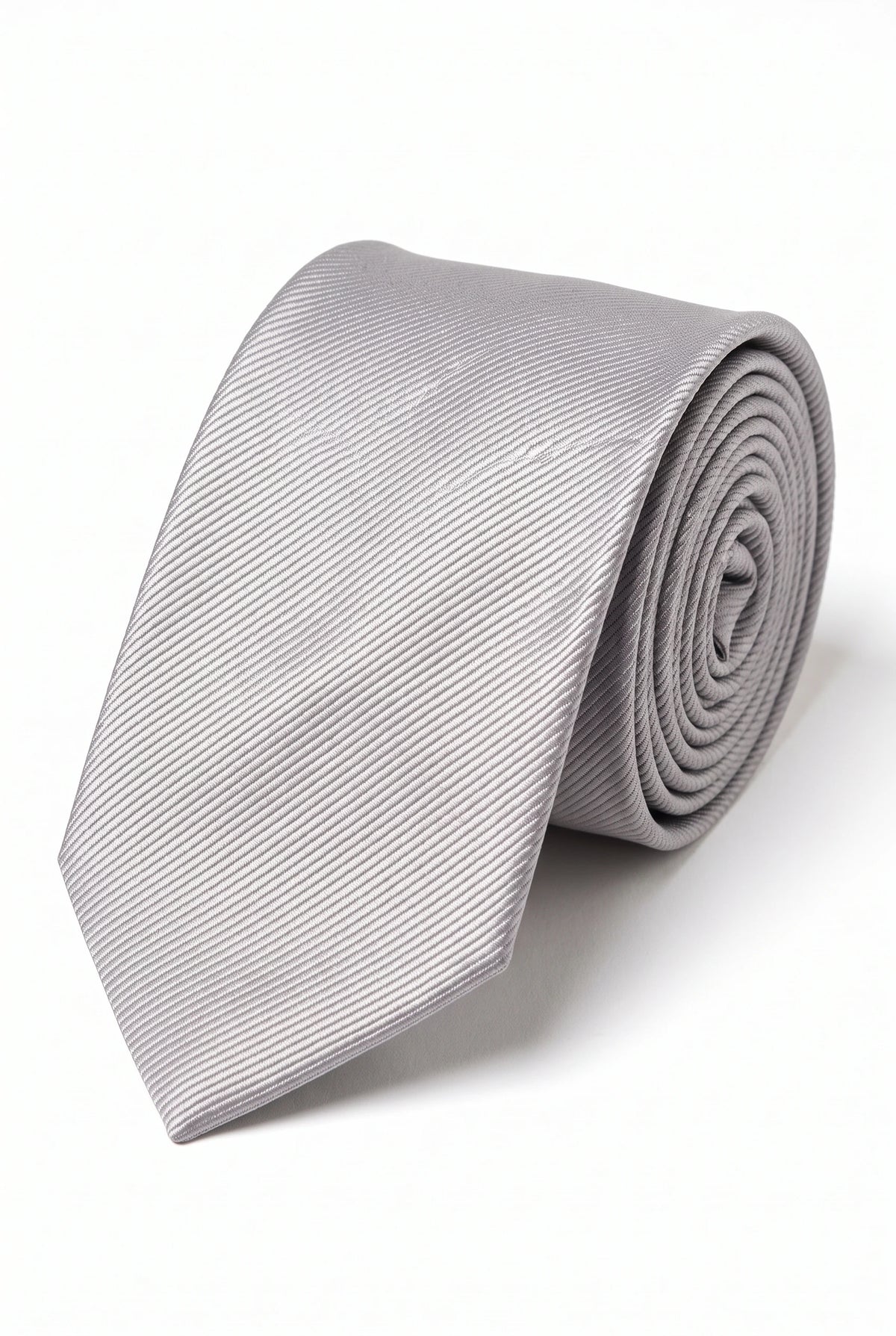 Herrenkrawatte, silber, schmal, 6 cm, einfarbig
