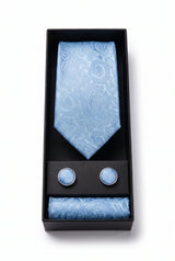 Geschenkset für Herrenkrawatten mit hellblauem Paisley-Muster