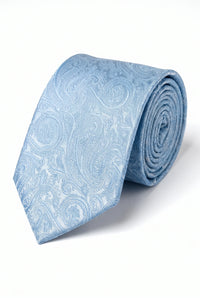 Geschenkset für Herrenkrawatten mit hellblauem Paisley-Muster
