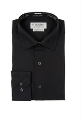 Schwarzes Herren-Langarmhemd mit schmaler Passform und Knopfleiste
