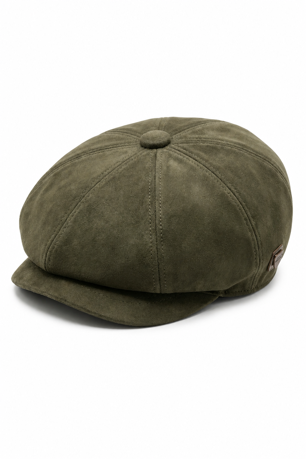 Klassischer Gatsby-Baker-Boy-Hut für Herren aus Wildleder im Vintage-Stil mit 8 Panels – Olivgrün