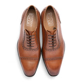 Herren-Oxfordschuhe aus hellbraunem Leder mit Kappe