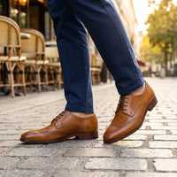Klassische, formelle Brogue-Schnürschuhe aus hellbraunem Leder für Herren
