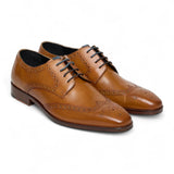 Klassische, formelle Brogue-Schnürschuhe aus hellbraunem Leder für Herren